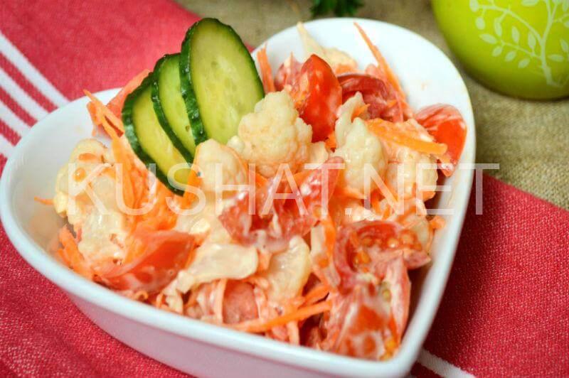 Салат из цветной капусты с помидорами и салат из цветной капусты с помидорами. Пошаговый рецепт с фото