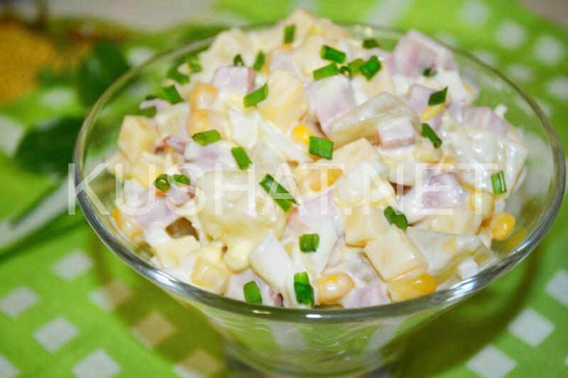 9_салат с ананасами, ветчиной и кукурузой