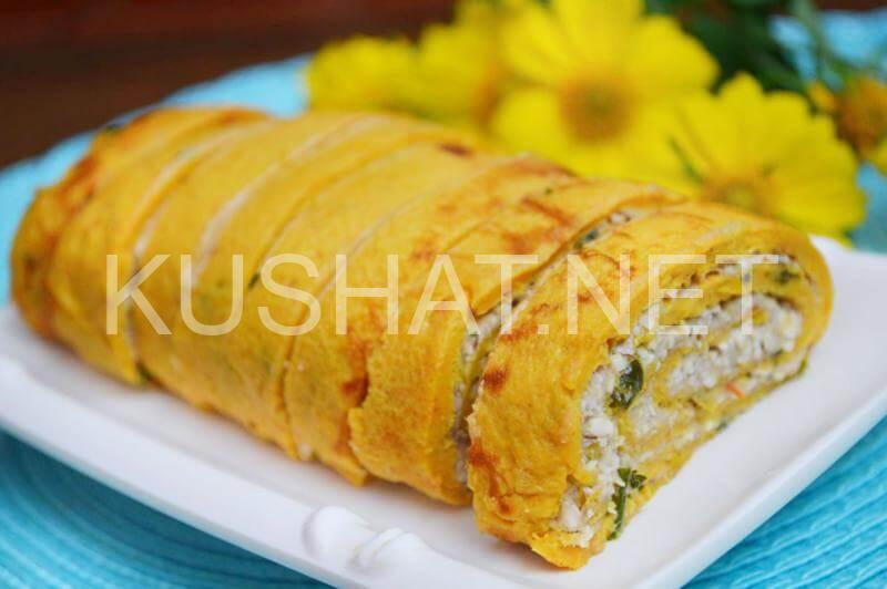 15_рулет из омлета с сыром и рыбой