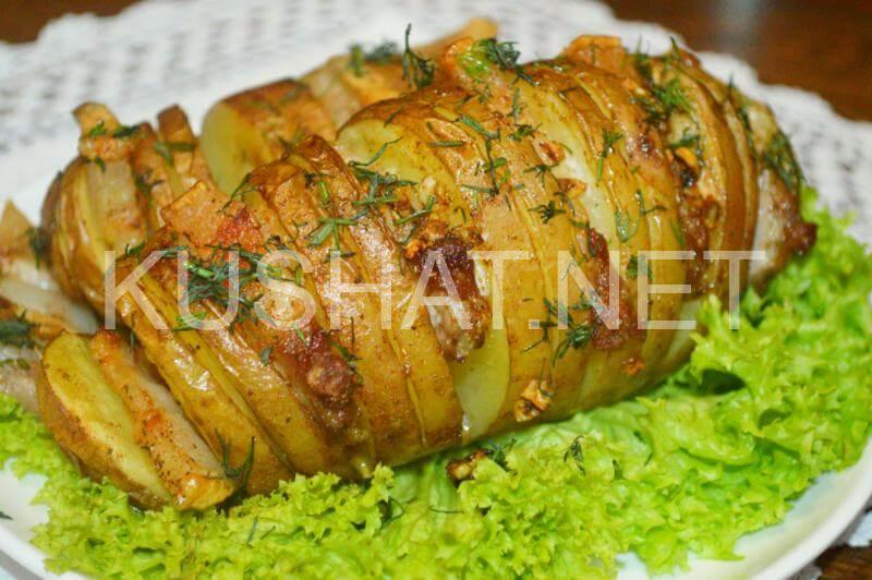 Картошка гармошка с салом в фольге — Кулинарные рецепты любящей жены