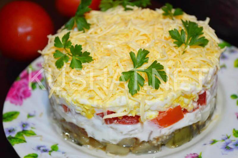 10_Слоеный салат с баклажанами и помидорами