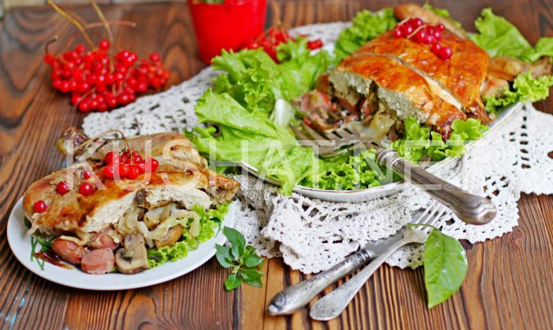 9_курица фаршированная грибами и капустой