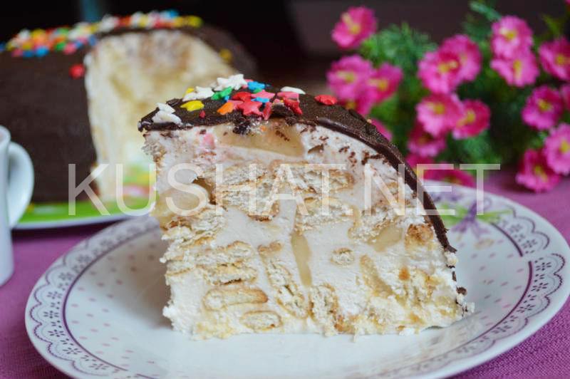 Торт из печенья «Рыбки» со сметаной и сгущенкой без выпечки - рецепт с пошаговыми фото