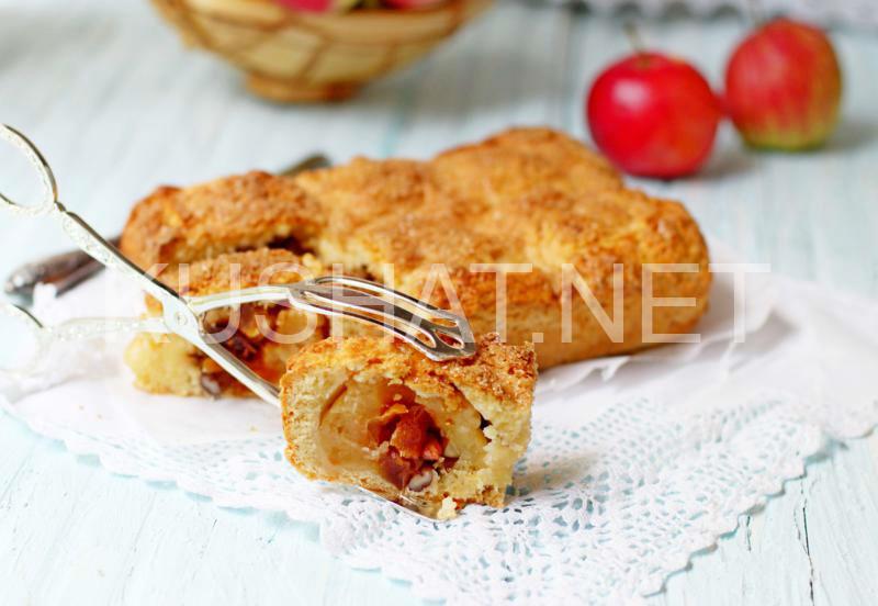 10_пирог из творожного теста с яблоками