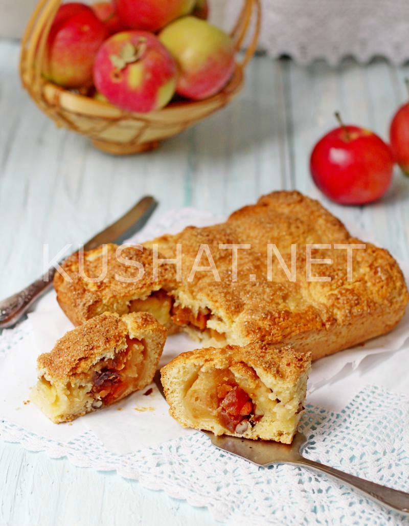 8_пирог из творожного теста с яблоками