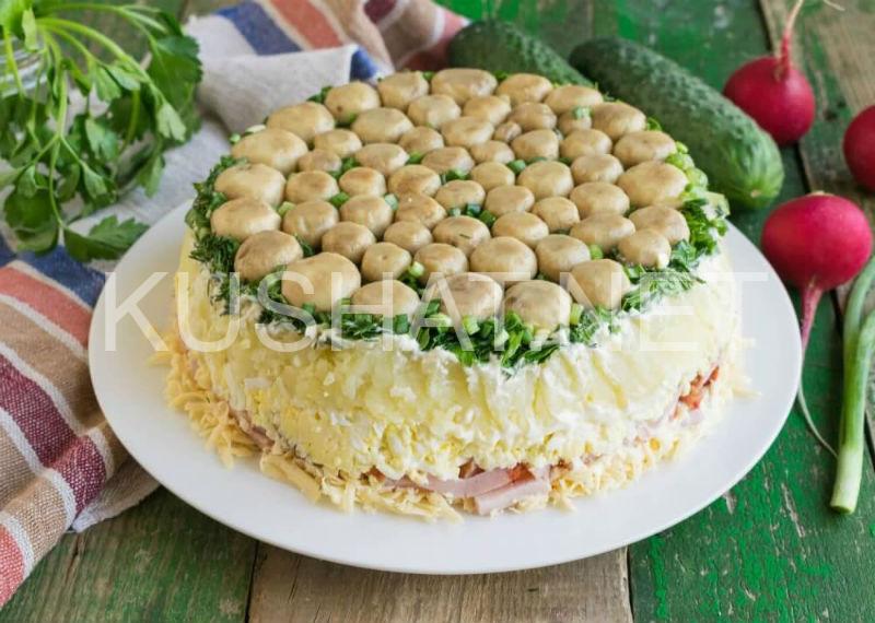 салат грибная поляна с ветчиной 8_салат грибная поляна с ветчиной