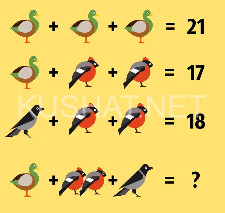 математическая головоломка птицы