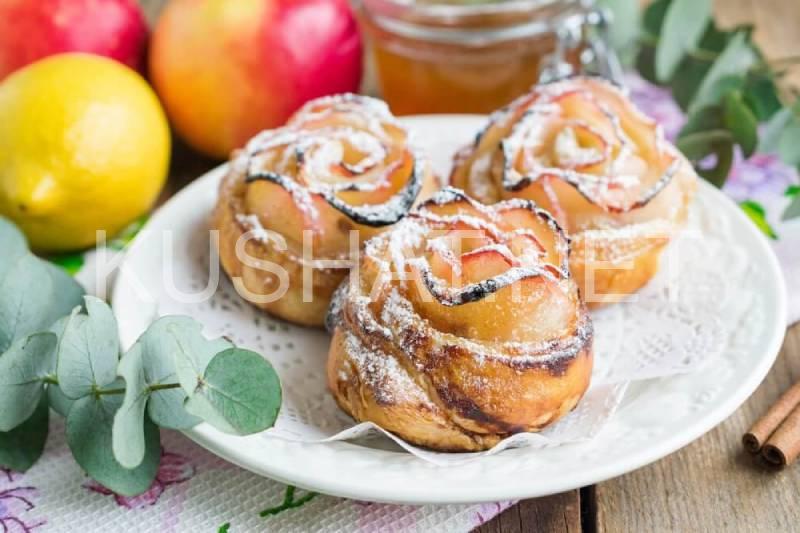 9_розочки из слоеного теста с яблоками