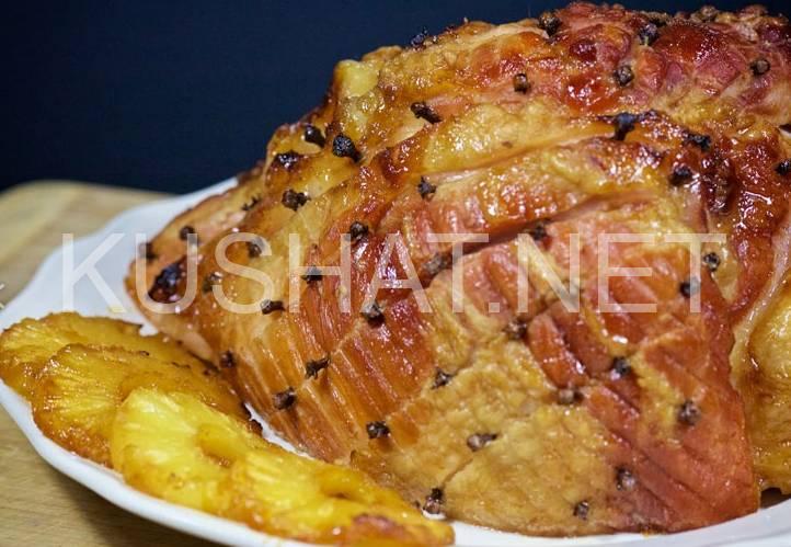 10_запеченная коричневая сахарная ветчина с ананасом