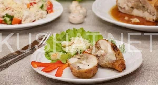 1_фаршированная курица без костей с грибами