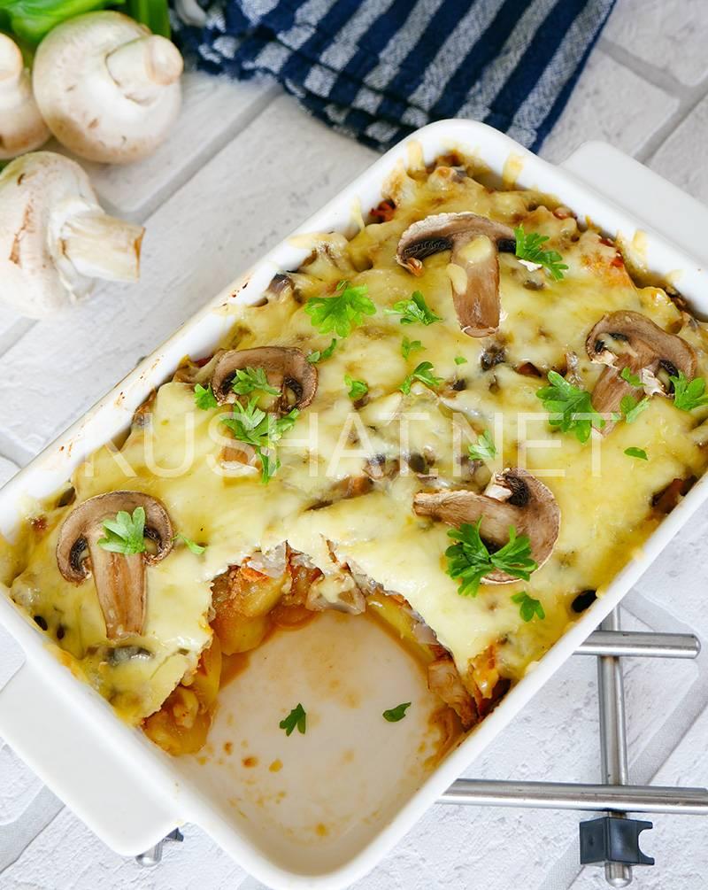2_картошка с грибами и курицей в духовке