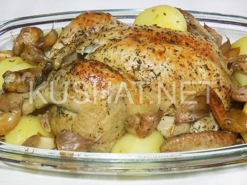 Курица, запеченная с картофелем, пошаговый рецепт на ккал, фото, ингредиенты - Татьяна