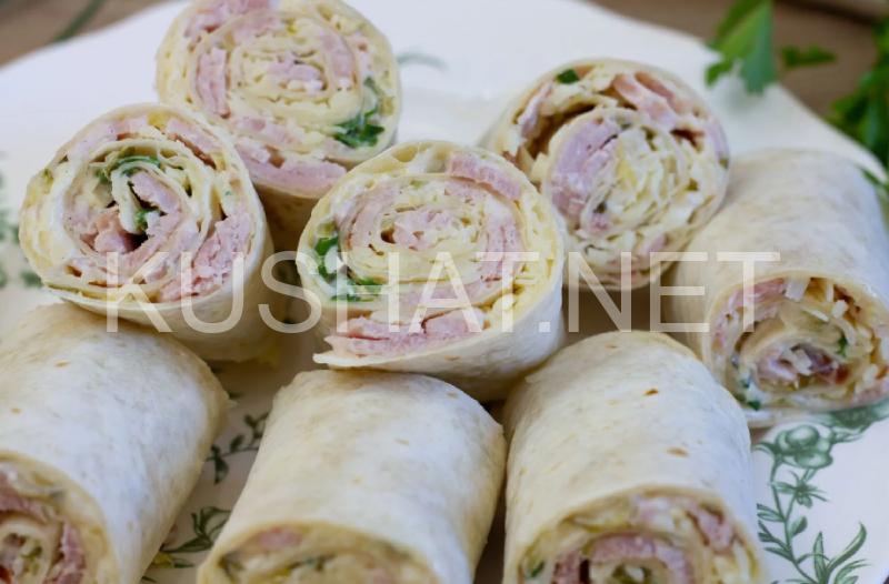 7_рулет из лаваша с ветчиной и огурцами