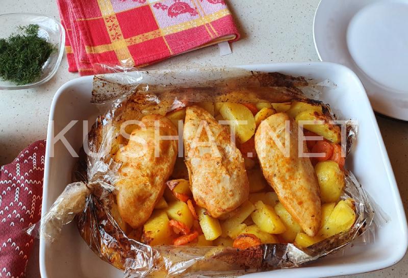 3_куриные грудки с картошкой в рукаве в духовке