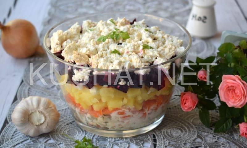 5_слоеный картофельный салат со свеклой и рыбой