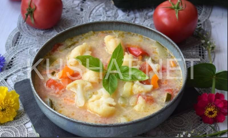 5_суп из цветной капусты с кабачками, помидорами и перцем