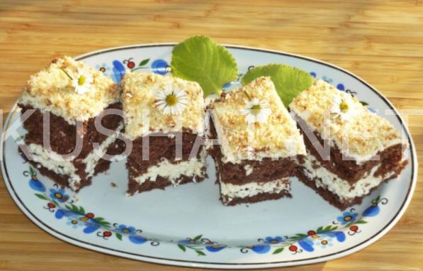 6_бисквитный торт с кокосовым кремом