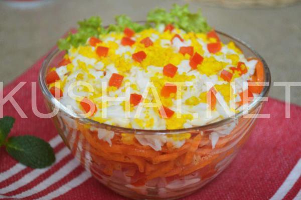 13_слоеный салат с курицей и корейской морковью