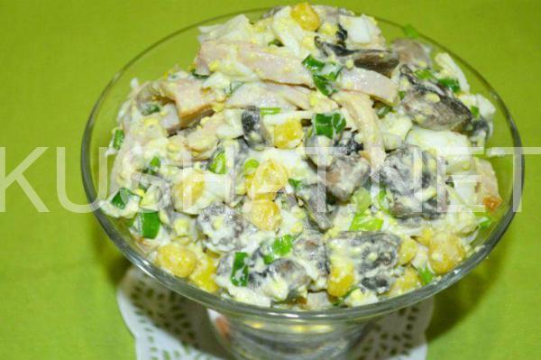 10_салат с грибами, ветчиной и кукурузой