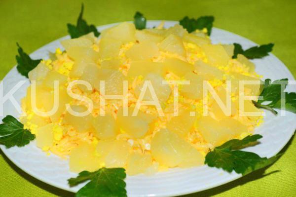 11_слоеный салат с крабовыми палочками и ананасами