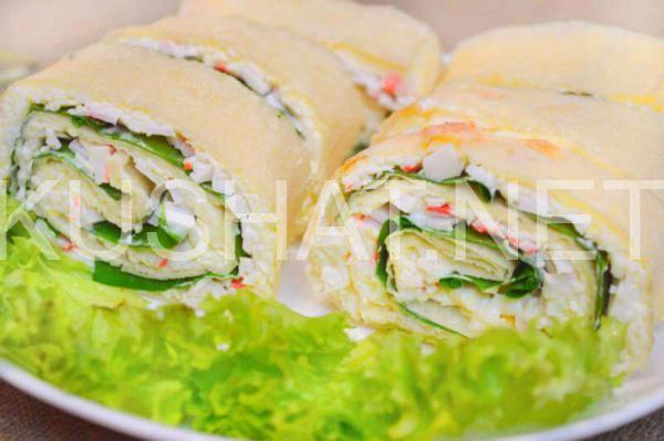 12_рулет из лаваша с крабовыми палочками и плавленым сыром