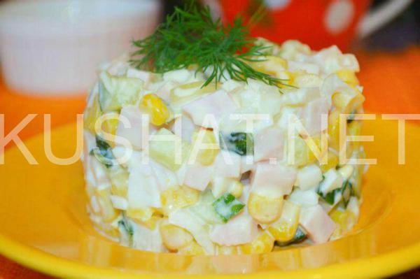 12_салат с ветчиной, кукурузой и огурцом