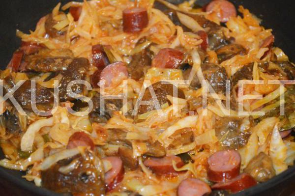 13_тушеная капуста с грибами и охотничьими колбасками