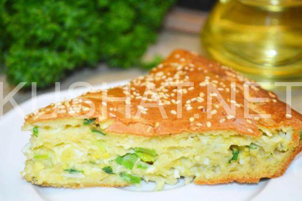 14_быстрый заливной пирог с зеленым луком и яйцом