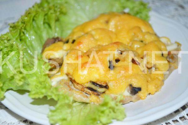 14_мясо по-французски с грибами, помидорами и сыром