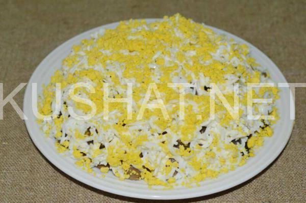 15_слоеный салат с грибами и ветчиной