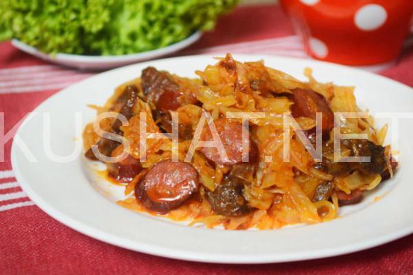 15_тушеная капуста с грибами и охотничьими колбасками
