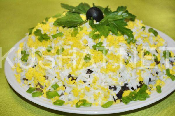 16_слоеный салат с грибами и ветчиной