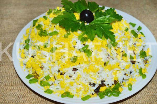 18_слоеный салат с грибами и ветчиной