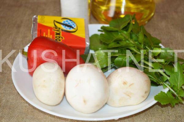 1_теплый салат с рукколой и грибами шампиньонами