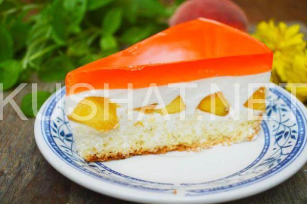 22_бисквитный торт с персиками