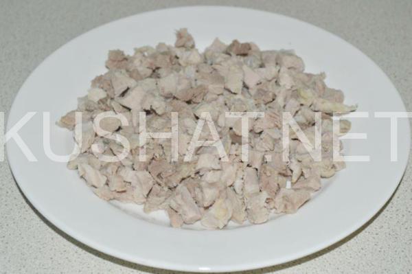 5_слоеный салат со свининой и грибами