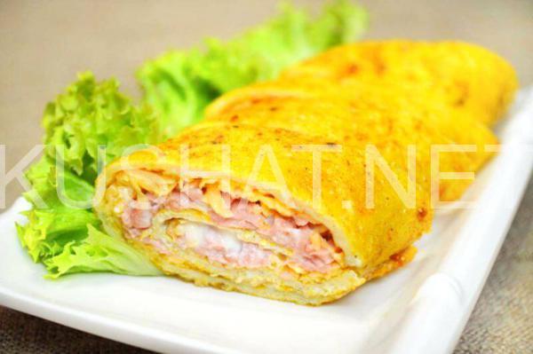 рулет из омлета с колбасой и сыром 6_рулет из омлета с колбасой и сыром