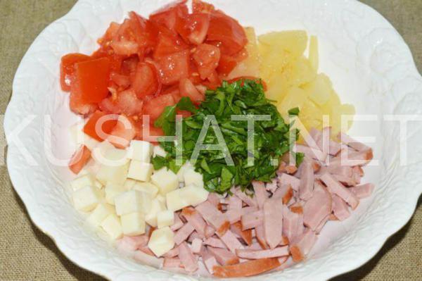 6_салат с ветчиной, ананасами и сыром