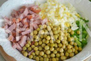 6_салат с ветчиной, горошком и зеленым луком