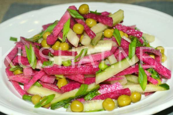 салат из редьки с огурцом и зеленым горошком 9_салат из редьки с огурцом и зеленым горошком