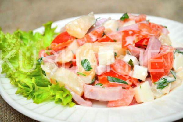 9_салат с ветчиной, ананасами и сыром