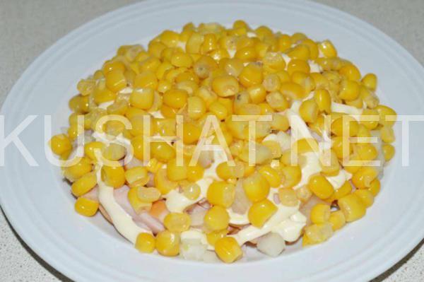 9_слоеный салат с грибами и ветчиной