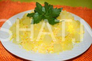 9_слоеный салат с крабовыми палочками и ананасами